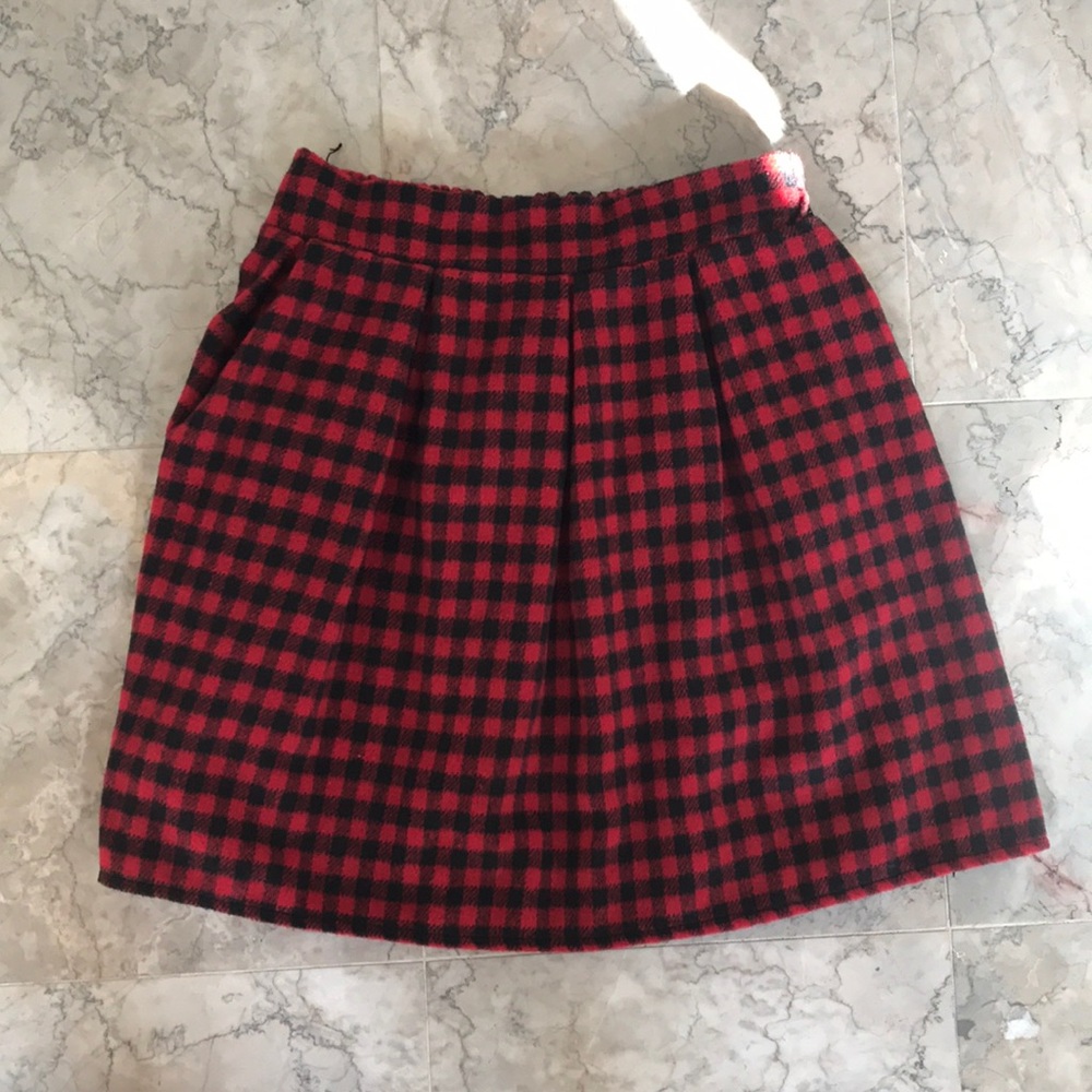 Plaid fleece skirt